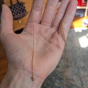 Gold Cross Drop Necklace